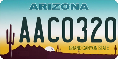 AZ license plate AAC0320