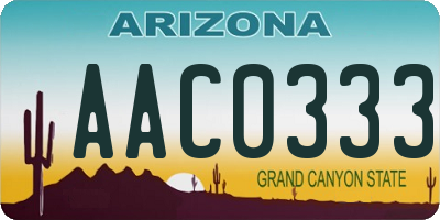 AZ license plate AAC0333
