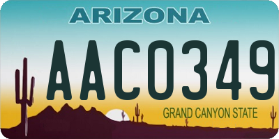 AZ license plate AAC0349