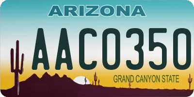 AZ license plate AAC0350