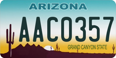 AZ license plate AAC0357