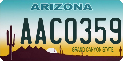 AZ license plate AAC0359