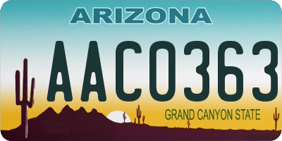 AZ license plate AAC0363