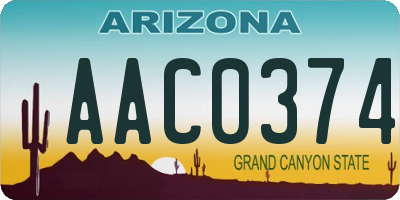 AZ license plate AAC0374