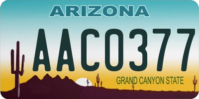 AZ license plate AAC0377