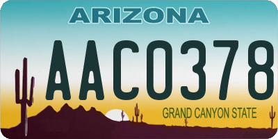 AZ license plate AAC0378