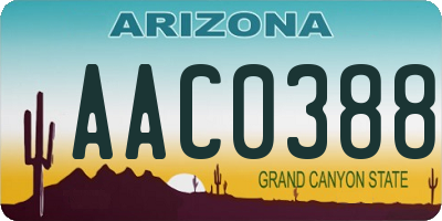 AZ license plate AAC0388