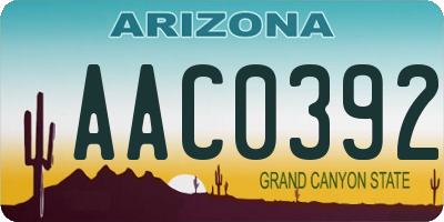 AZ license plate AAC0392