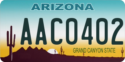 AZ license plate AAC0402