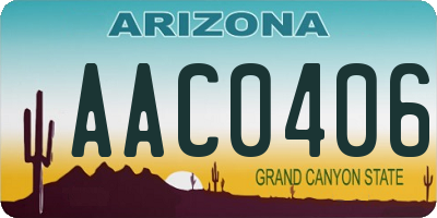 AZ license plate AAC0406