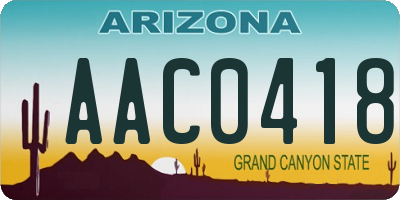 AZ license plate AAC0418