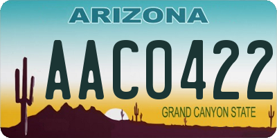 AZ license plate AAC0422