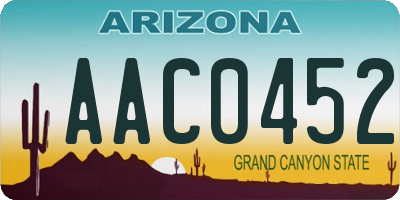 AZ license plate AAC0452