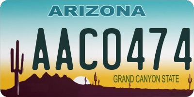 AZ license plate AAC0474