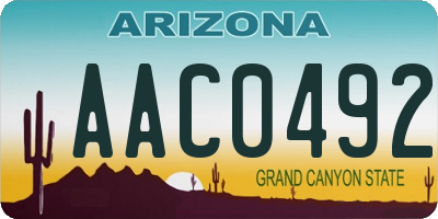 AZ license plate AAC0492