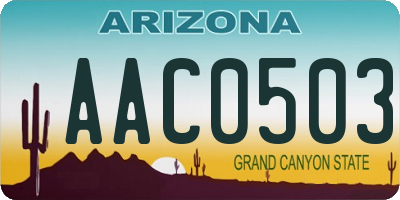 AZ license plate AAC0503
