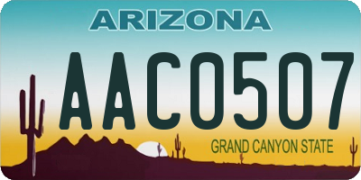 AZ license plate AAC0507