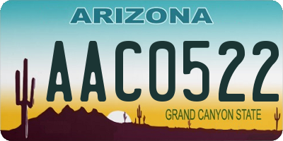 AZ license plate AAC0522