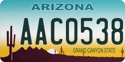 AZ license plate AAC0538