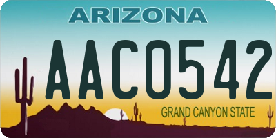 AZ license plate AAC0542