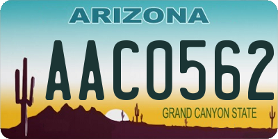 AZ license plate AAC0562