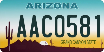 AZ license plate AAC0581