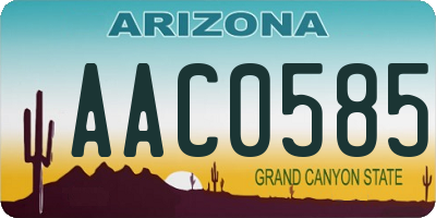 AZ license plate AAC0585