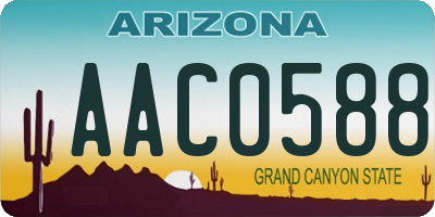 AZ license plate AAC0588