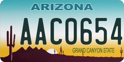 AZ license plate AAC0654