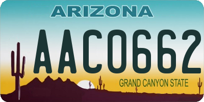 AZ license plate AAC0662