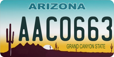 AZ license plate AAC0663
