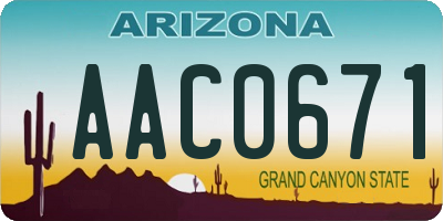 AZ license plate AAC0671