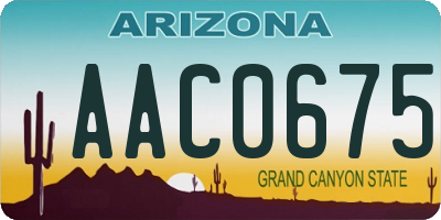 AZ license plate AAC0675