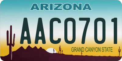 AZ license plate AAC0701