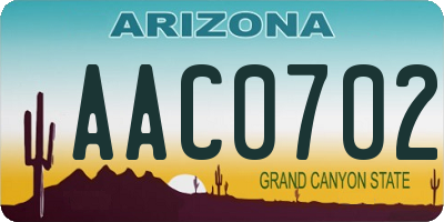 AZ license plate AAC0702