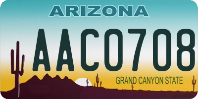 AZ license plate AAC0708