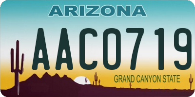 AZ license plate AAC0719