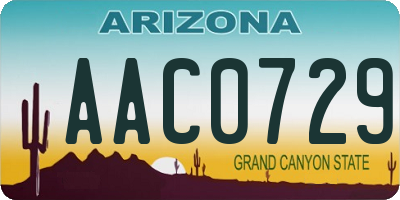 AZ license plate AAC0729