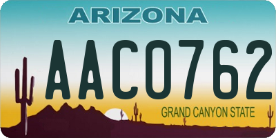 AZ license plate AAC0762