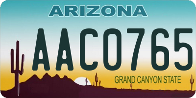 AZ license plate AAC0765