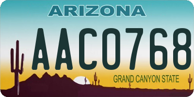 AZ license plate AAC0768