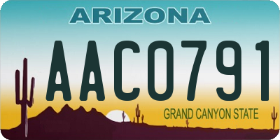 AZ license plate AAC0791