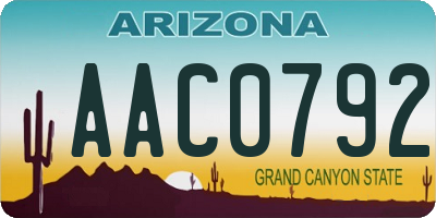 AZ license plate AAC0792