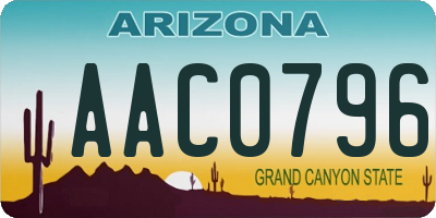 AZ license plate AAC0796