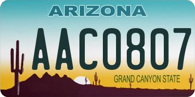 AZ license plate AAC0807