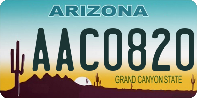 AZ license plate AAC0820