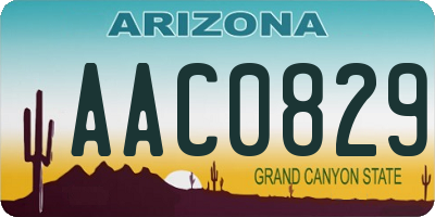 AZ license plate AAC0829