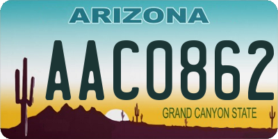 AZ license plate AAC0862