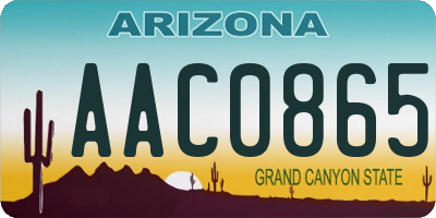 AZ license plate AAC0865
