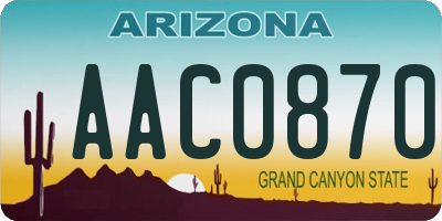 AZ license plate AAC0870